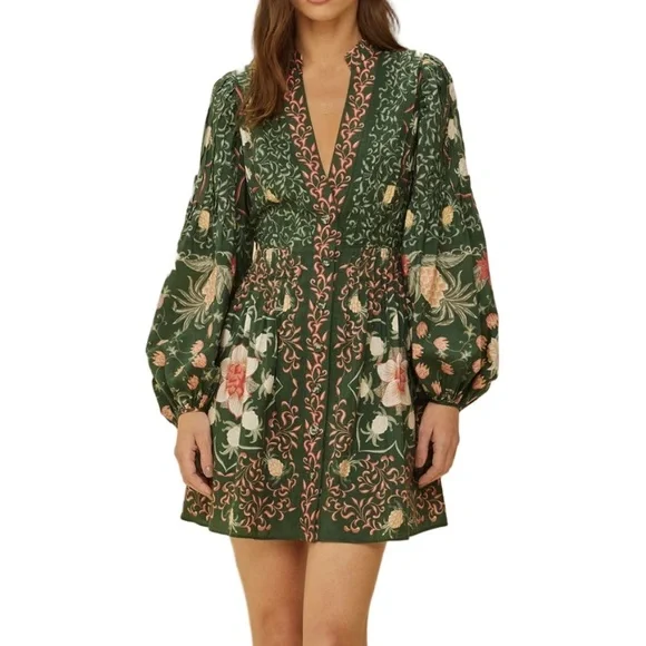 chinese dress ladies Green Pineapple Garden Organic Cotton Maxi Dress – FARM Rio